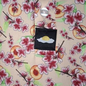 Breakfast Ball Golf Polo Men's Size XL Shirt Floral Peaches Short Sleeve Stretch